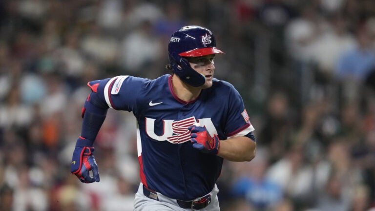 United States' Roman Anthony runs the bases during a World Baseball Classic game against Brazil, Friday, March 6, 2026, in Houston.
