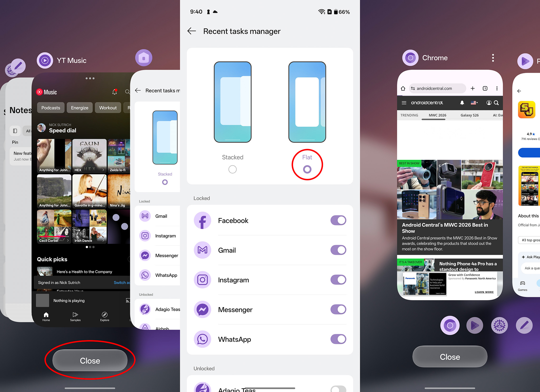 Changing the multitasking UI on a OnePlus 15 running OxygenOS 16