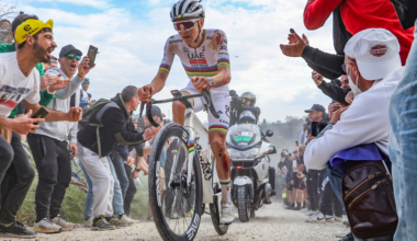 Tadej Pogacar of Slovenia and UAE Team Emirates rides the last uphill pass during the 19th Strade Bianche 2025, Elite Men, in Siena, Italy, on March 8, 2025.
