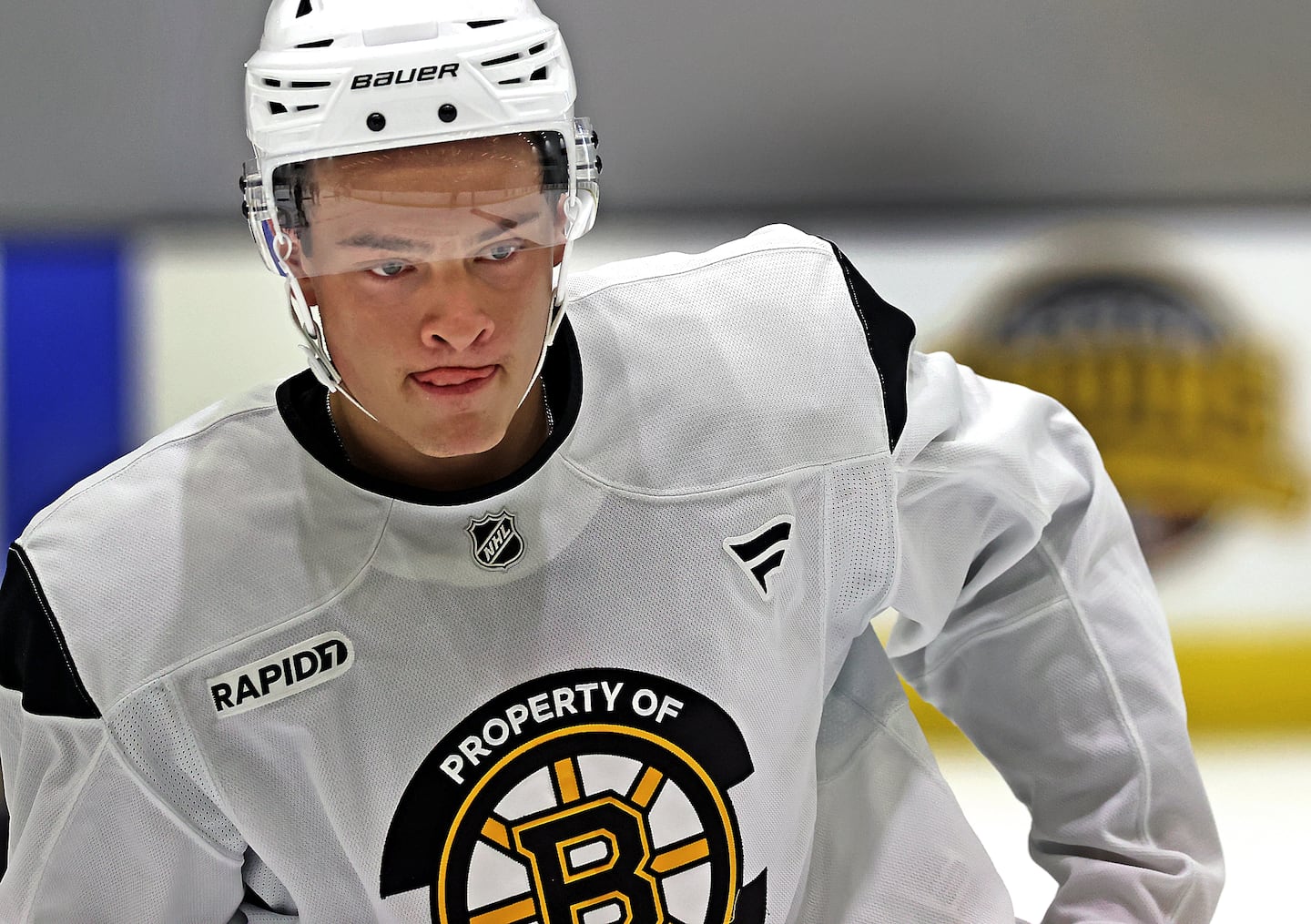 James Hagens participated in Bruins development camp after being drafted by the team last summer.