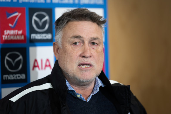 Todd Viney fronted the media after Clarkson took a break from coaching in 2023.