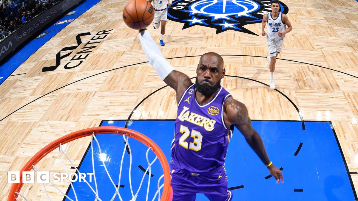 LeBron James in action for the LA Lakers in their victory against the Orlando Magic
