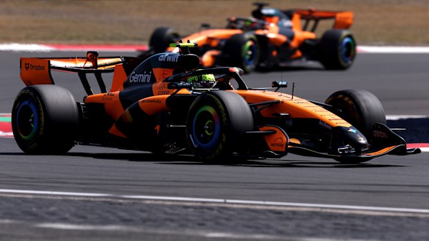 Lando Norris of Great Britain driving the (1) McLaren MCL40 Mercedes leads Oscar Piastri of Australia driving the (81) McLaren MCL40 Mercedes on track during the Sprint ahead of the F1 Grand Prix of China at Shanghai International Circuit on March 14, 2026 in Shanghai, China. (Photo by Lars Baron/LAT Images)