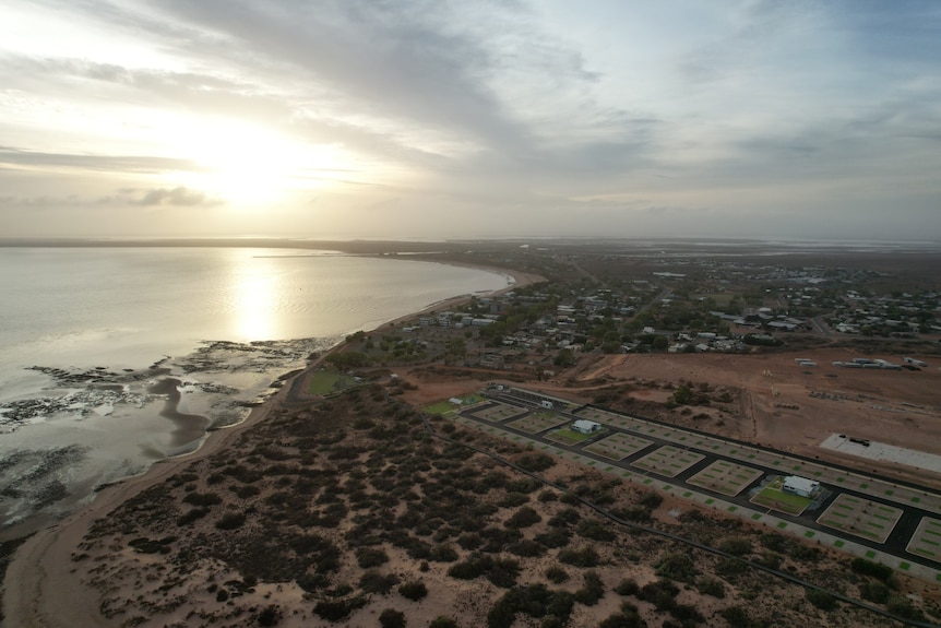 Drone shot of Onslow ahead of the cyclone's arrival.