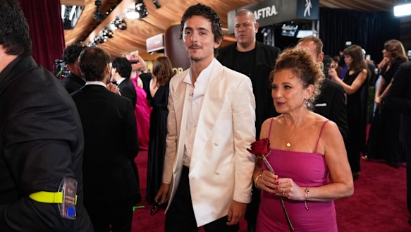 Chalamet with his mother, Nicole Flender, at the 32nd Annual Actor Awards on March 1 in LA.
