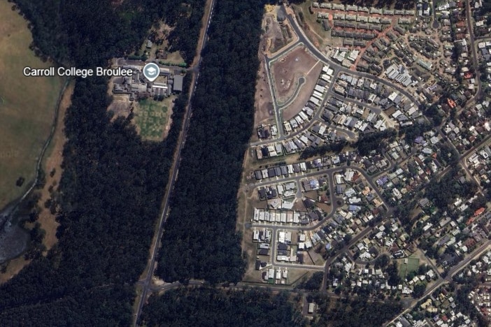 A Google Earth satellite image of Carroll College in New South Wales.