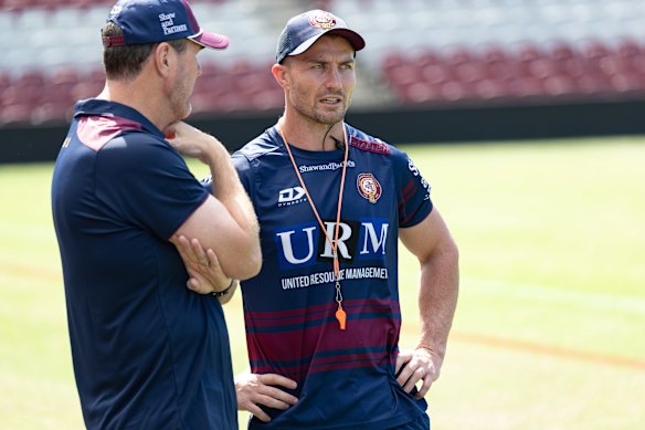 Kieran Foran at 4 Pines Park on Monday.