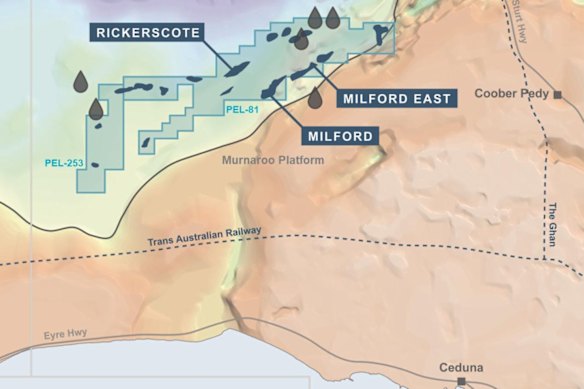 Map showing H3 Energy’s helium potential study area north-west of Coober Pedy, South Australia.