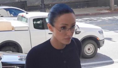 Bianca Censori in modest, all black outfit as she arrives at court for Kanye West’s civil trial