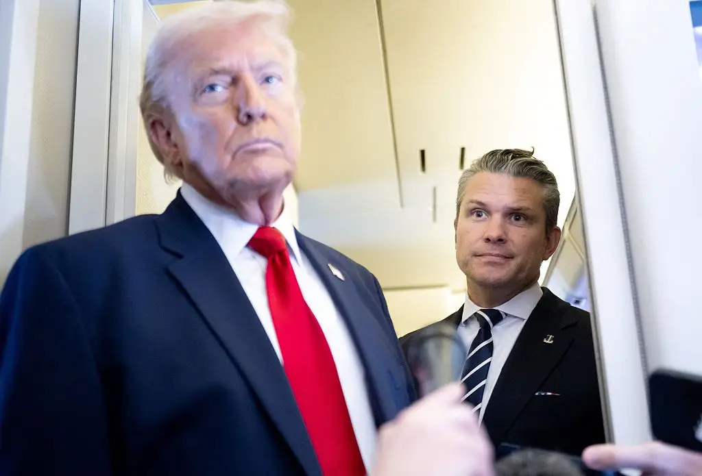 Donald Trump and Pete Hegseth have revealed the US attacked 'mine laying' vessels in the crucial waterway (Photo by SAUL LOEB / AFP via Getty Images)