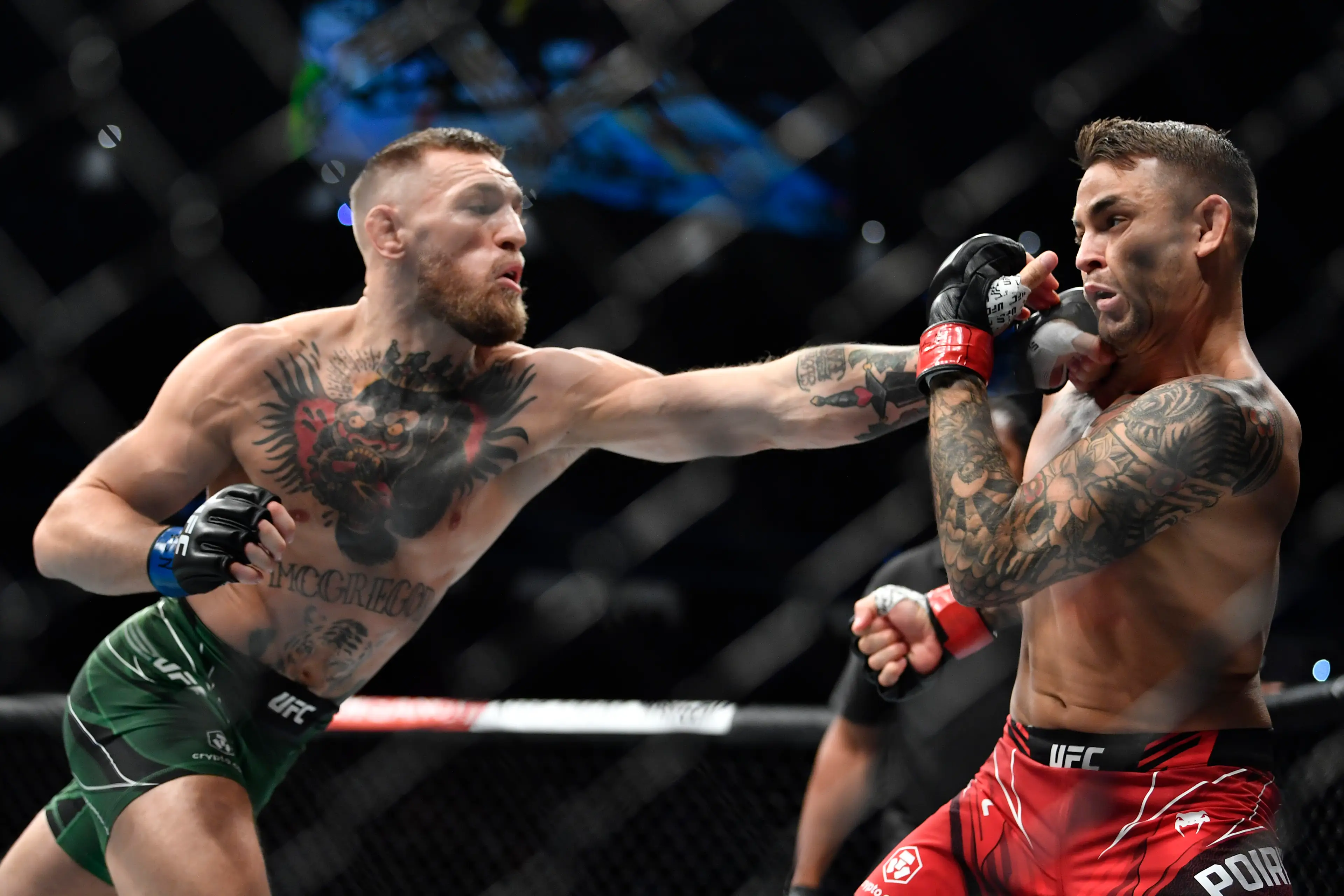 Conor McGregor during his fight against Dustin Poirier at UFC 264. Image: Getty 