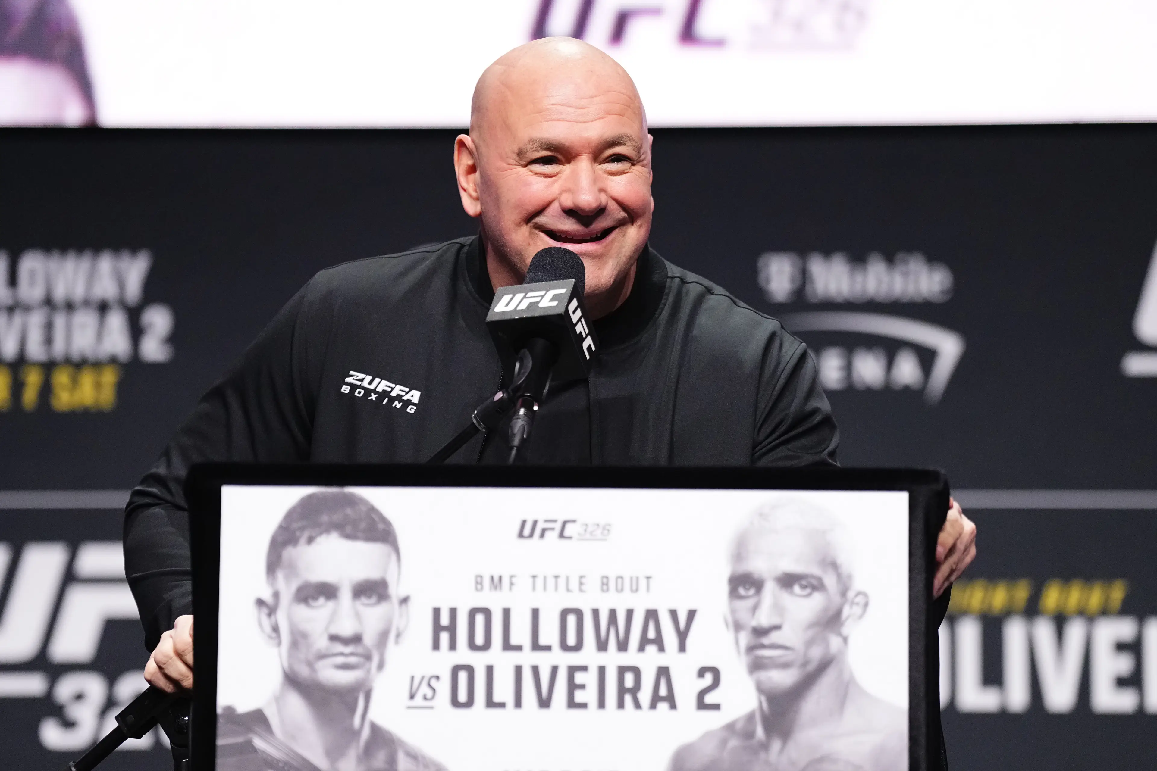 Dana White was asked about Tom Aspinall during the UFC 326 pre-fight press conference. Image: Getty 