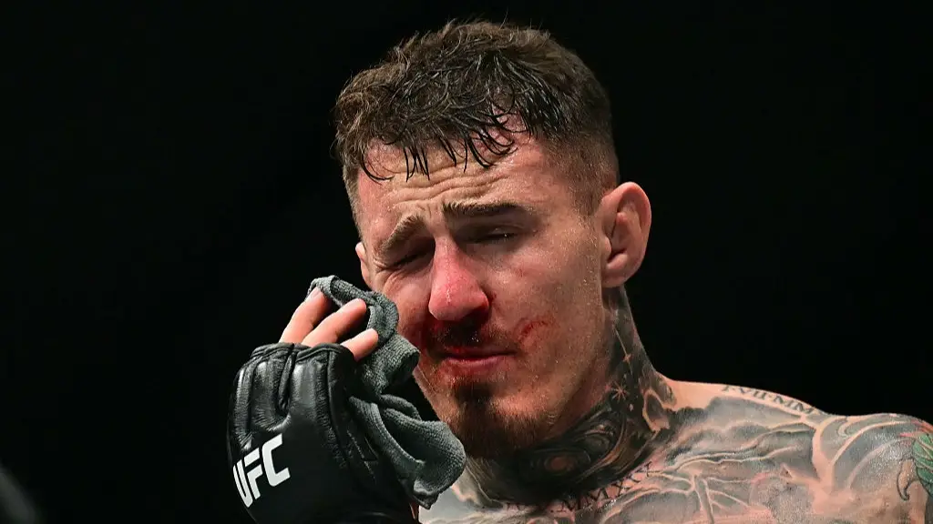 Tom Aspinall suffered a brutal eye injury during his title fight with Ciryl Gane. (Image: Getty)