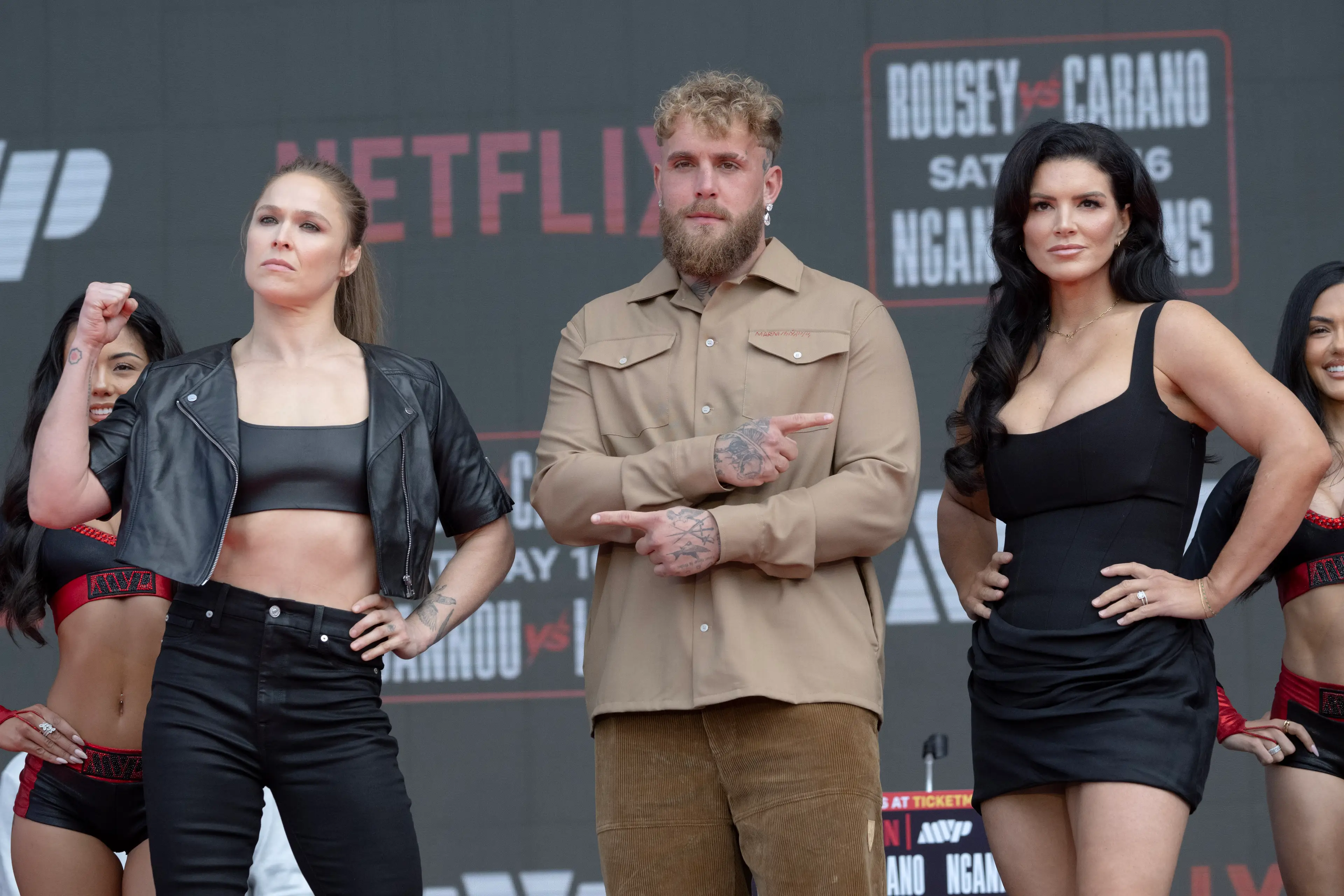 Jake Paul's MVP Promotions is staging Ronda Rousey vs. Gina Carano. Image: Getty 