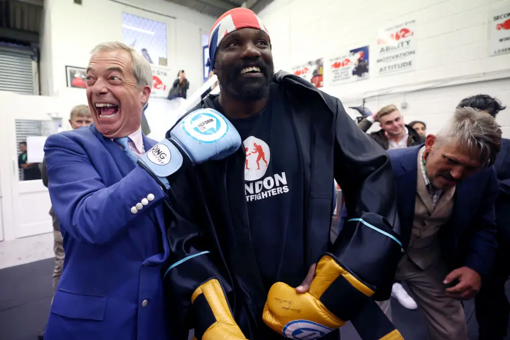 Nigel Farage and Derek Chisora in 2024 (Credit:Getty)