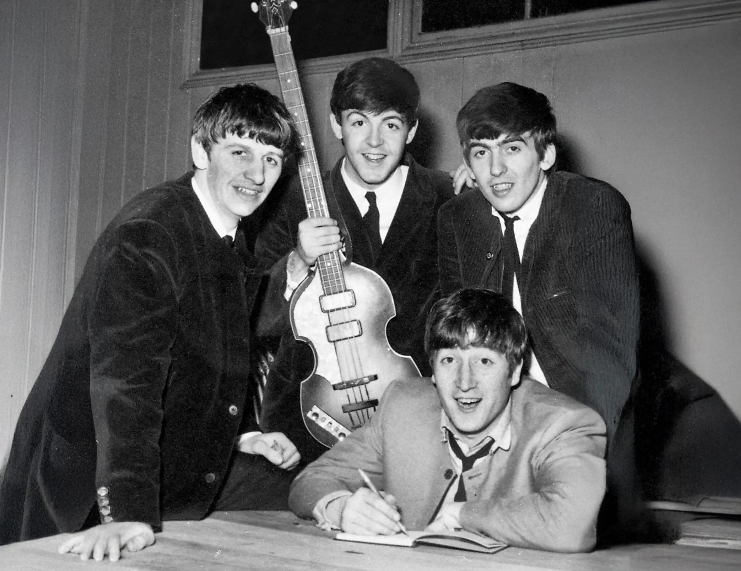 The Beatles backstage in 1962 Ringo Starr, Paul McCartney, George Harrison and John Lennon