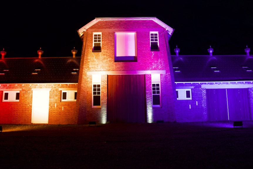 Old building lit in the dark