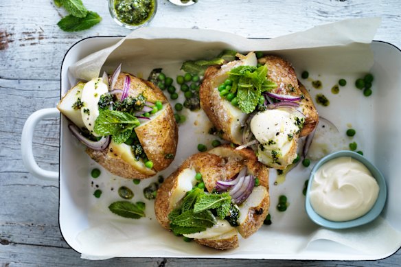 Baked potatoes make a filling, healthy meal.