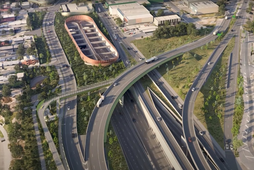 An overpass going over a tunnel