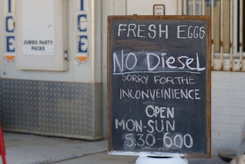 A blackboard sign saying 'No Diesel'