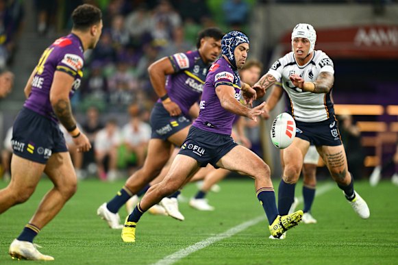 Jahrome Hughes in action against Brisbane on Friday night.