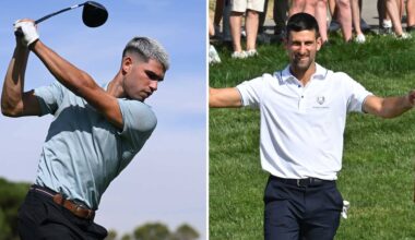 Carlos Alcaraz and Novak Djokovic joined Alexander Zverev on the golf course in Indian Wells.