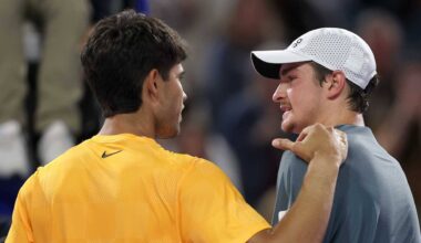 Carlos Alcaraz defeated Joao Fonseca in the pair's first Lexus ATP Head2Head match on Friday in Miami.