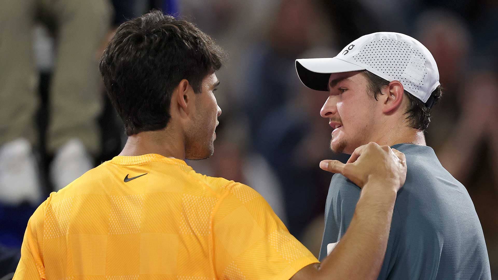 Carlos Alcaraz defeated Joao Fonseca in the pair's first Lexus ATP Head2Head match on Friday in Miami.