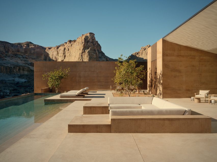 Villa positioned against a rock escarpment to aid privacy