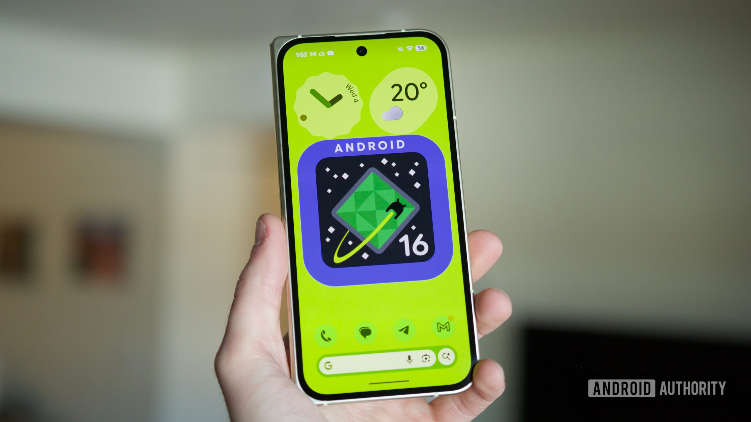 android 16 qpr3 logo hero photo 2 Android 16 logo on a phone running Android 16 QPR3.