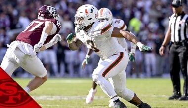 49ers meet with Miami pass-rush standout at NFL Combine