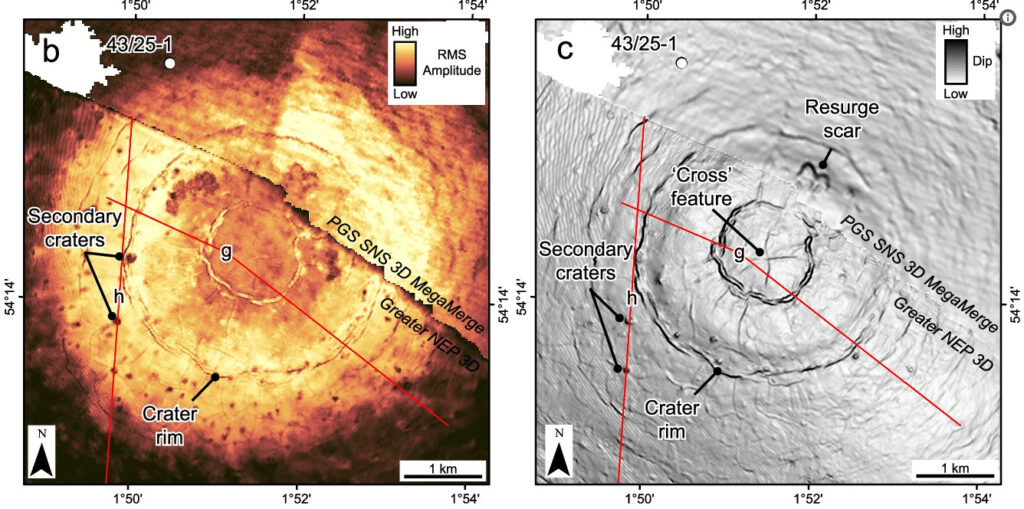 Labelled images of the crater via seismic survey