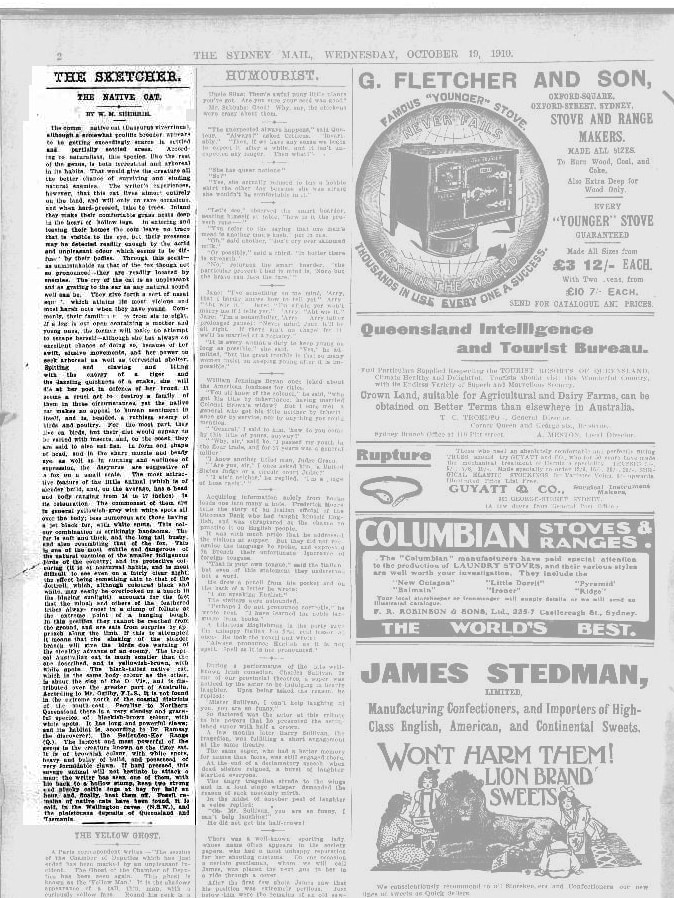 Newspaper article from 1910.