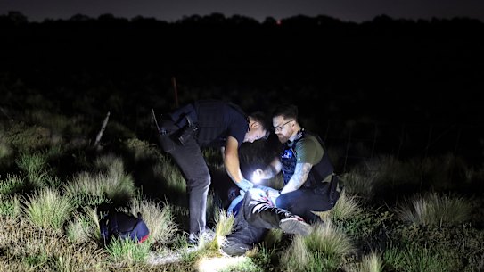 Officers arrest a man who was allegedly travelling in a stolen car before fleeing on a bike in bushland near Manor Lakes.