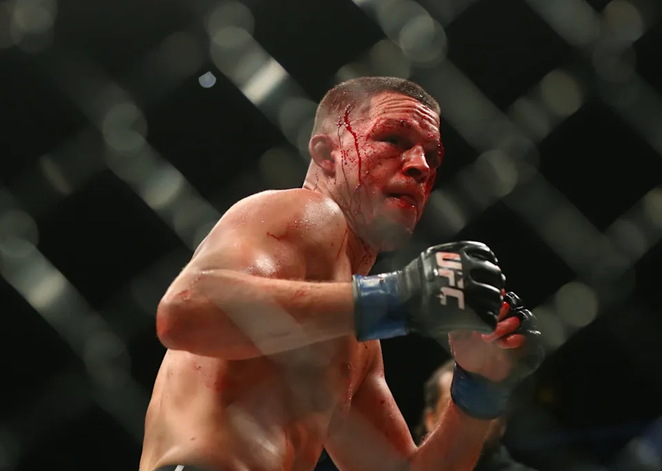 Nate Diaz during a fightMark J&period; Rebilas-Imagn Images