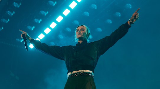 Emily Armstrong of Linkin Park performs at Rod Laver Arena, March 8, 2026.