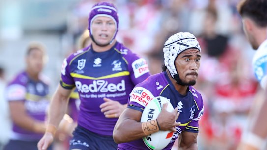 Hat-trick hero: Storm fullback Sua Fa’alogo.