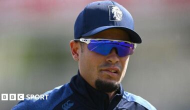 Codi Yusuf bowls during the 3rd Metro Bank ODI between England and South Africa at Utilita Bowl