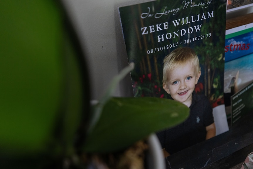 A funeral service card for a young boy.