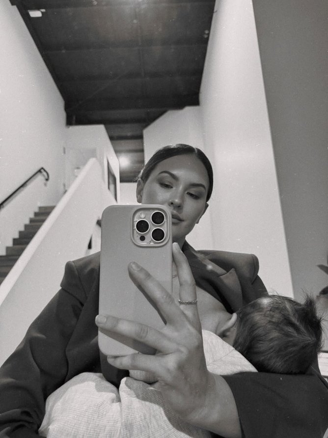 Jesinta Franklin and her baby boy Bam.