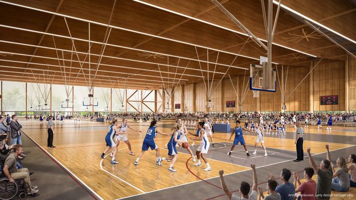 The centre will feature 12 multi-use indoor courts for basketball, netball, volleyball, futsal, pickleball and wheelchair rugby, accommodating up to 10,000 spectators during the Brisbane 2032 games.