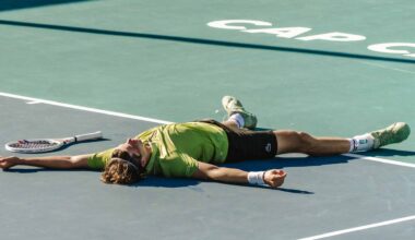 Alexander Blockx celebrates his hard-fought quarter-final win Friday at the Cap Cana Challenger.