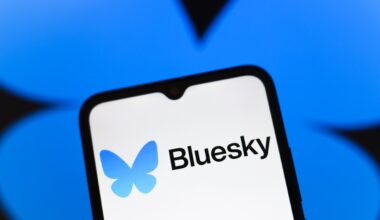 Bluesky logo appears on the screen of a smartphone
