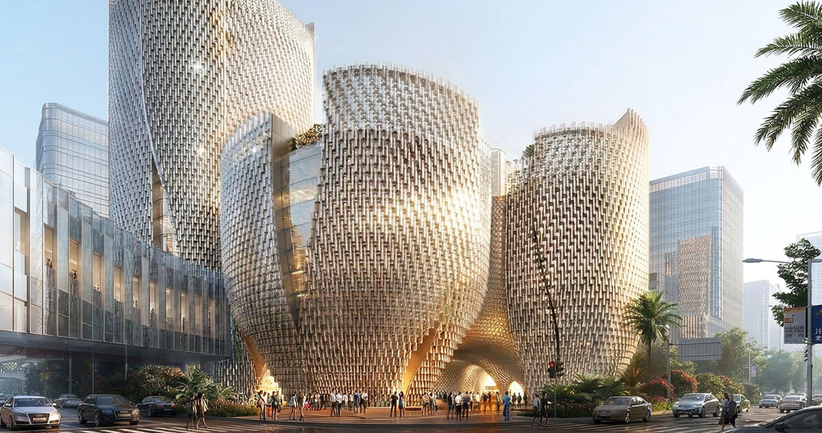 shimmering facades wrap büro ole scheeren's róng museum of art