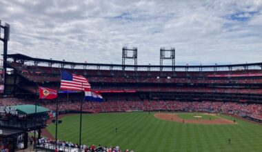 A mostly cloudy day at the St. Louis Cardinals' Busch stadium. (Pic by Jesse Lynn)