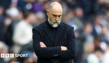 Igor Tudor looks to the floor during Tottenham's 3-0 home defeat by Nottingham Forest