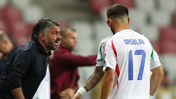 Gennaro Gattuso during the FIFA World Cup 2026 qualifier at Nagyerdei Stadion in Debrecen.