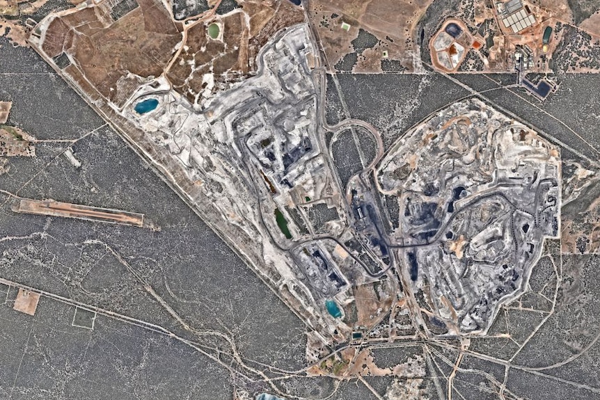 Satellite image of the coal mines near Collie.