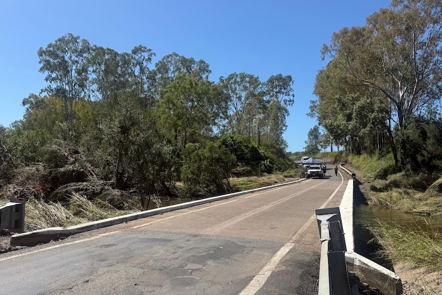 A two-lane bridge with no guardrails.