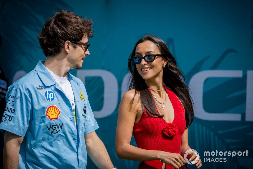 Charles Leclerc, Scuderia Ferrari with his girlfriend Alexandra Saint Mleux